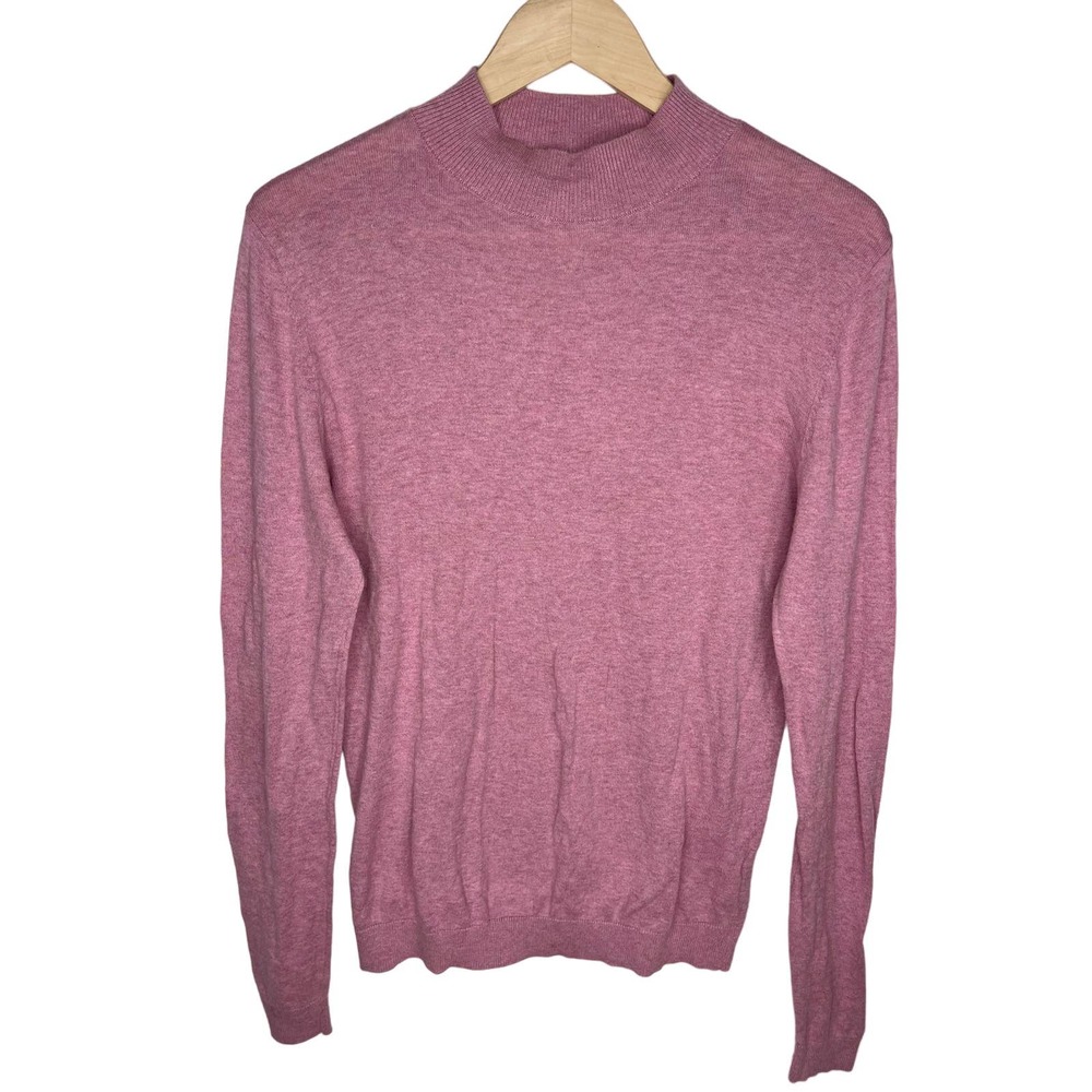 Asos Size Medium Pink Lightweight Sweater Muscle Fit Cotton Blend Long Sleeve
